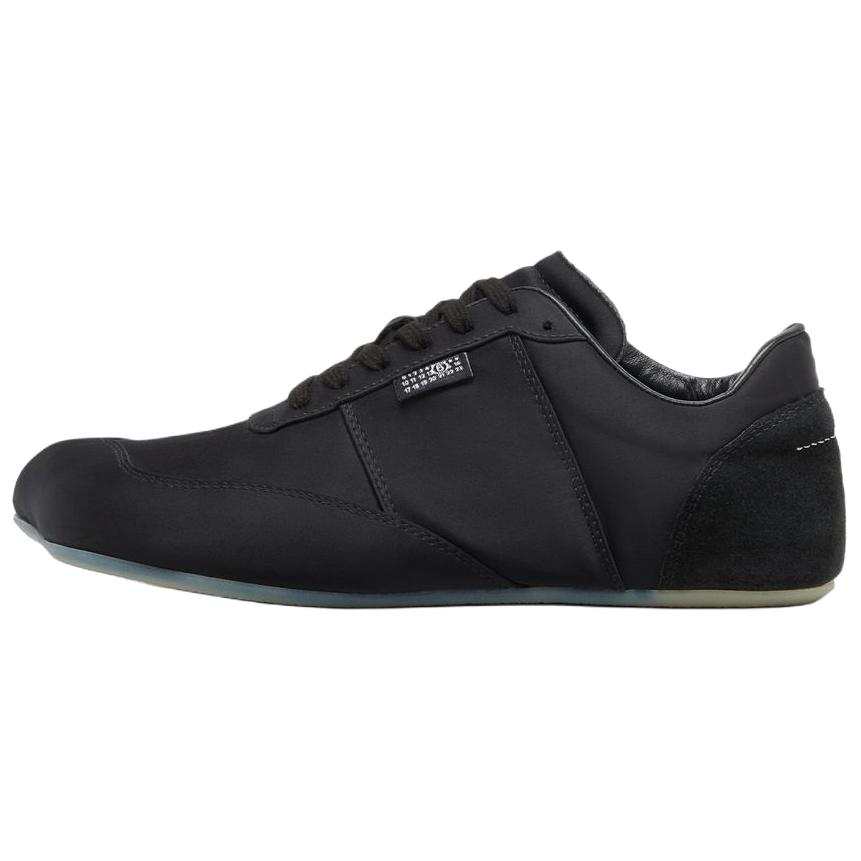MM6 Maison Margiela Satin Factory Cow Split Leather Low top Casual Shoes Women's Black