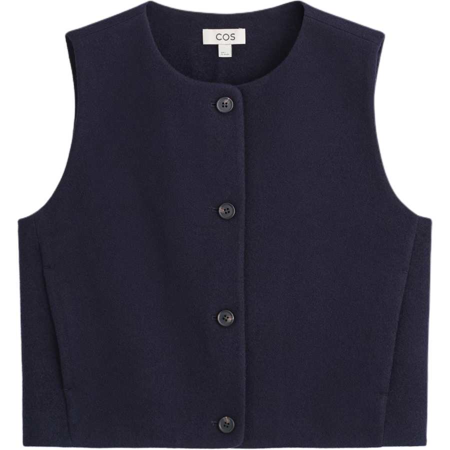 COS Vests Women's Navy Blue Crew Neck Moderate Business Suit