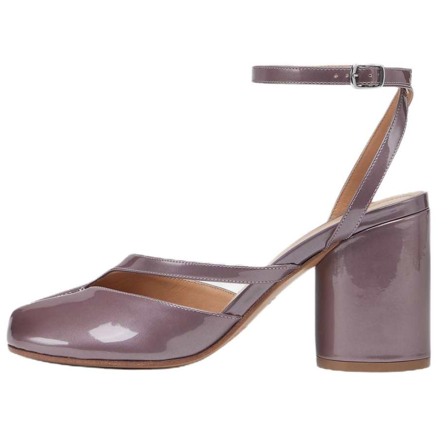 Maison Margiela Tabi Patent Leather Chunky Heel High Heels 8.5cm Women's Purple