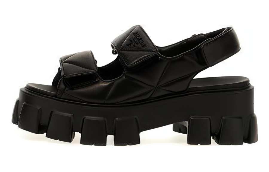 PRADA Triangle-logo Quilted Leather Sandals