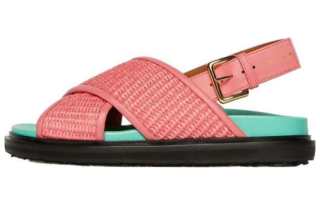 MARNI Leather One Strap Sandals Women's Pink Blue