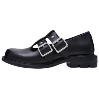 Both ReRe Chunky Heel Mary Jane Shoes 4cm Unisex Black/Silver