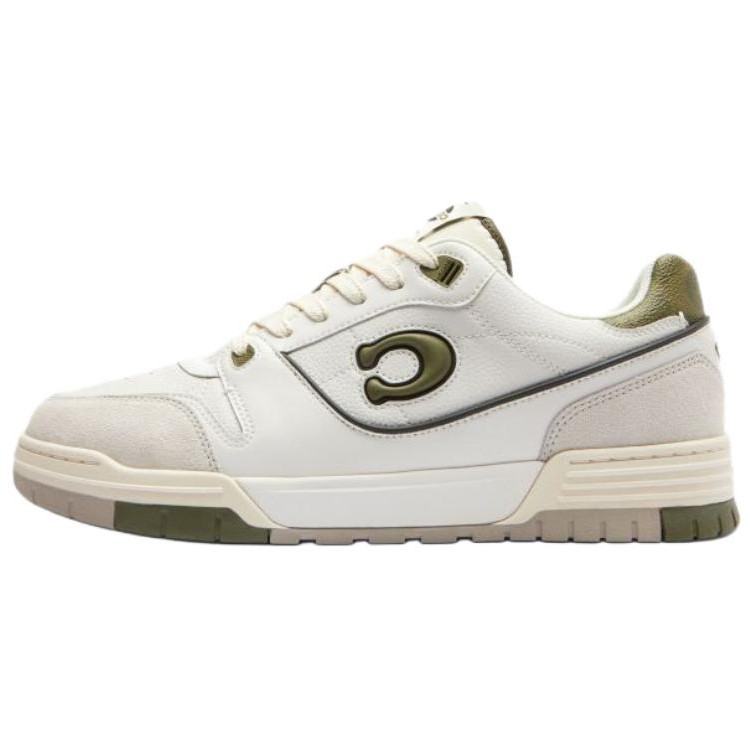 COACH Soho Cow Split Leather Low top Skateboard Shoes Men's White Green