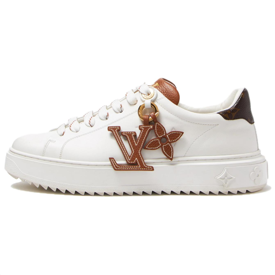 LOUIS VUITTON Time Out Cow Leather Low top Skateboard Shoes Women's White