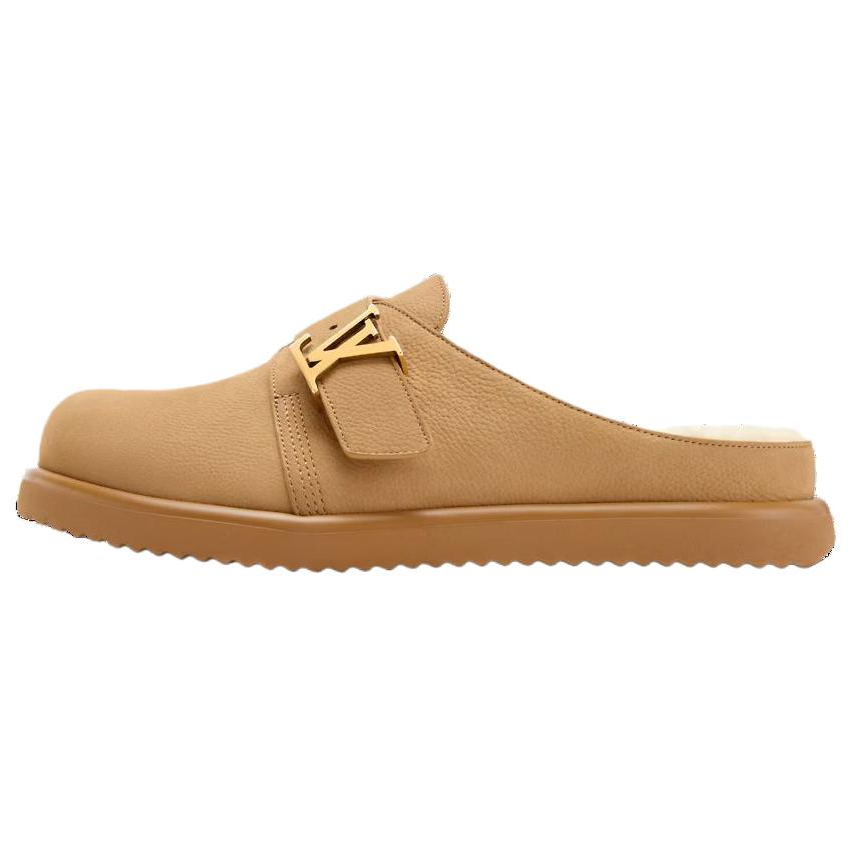 LOUIS VUITTON SKI Closed Toe Slippers Men's Light Umber