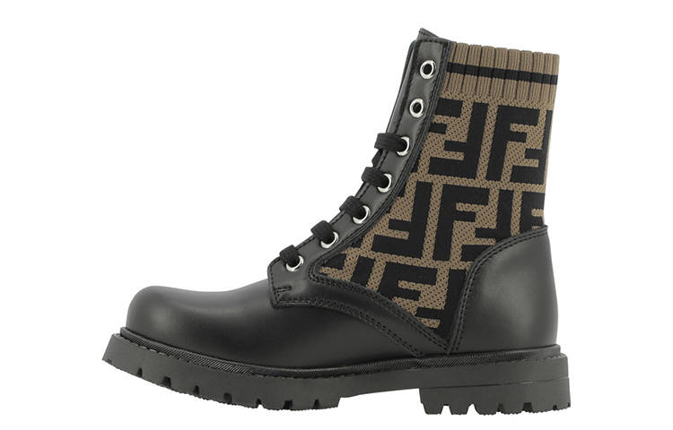 FENDI Cow Leather Abrasion Resistant Abrasion Resistant Kids' Boots Black Brown Kids'
