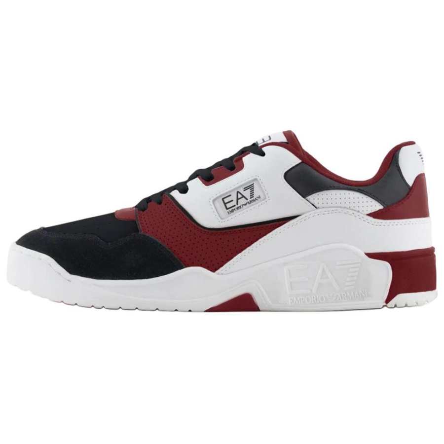 EMPORIO ARMANI EA7 Cow Split Leather Low top Skateboard Shoes Unisex White Black Red