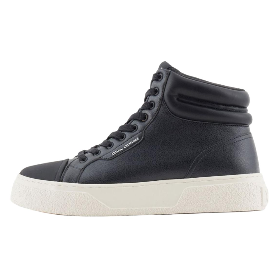ARMANI EXCHANGE ARMANI EXCHANGEAE Cow Leather High top Skateboard Shoes Men's Black