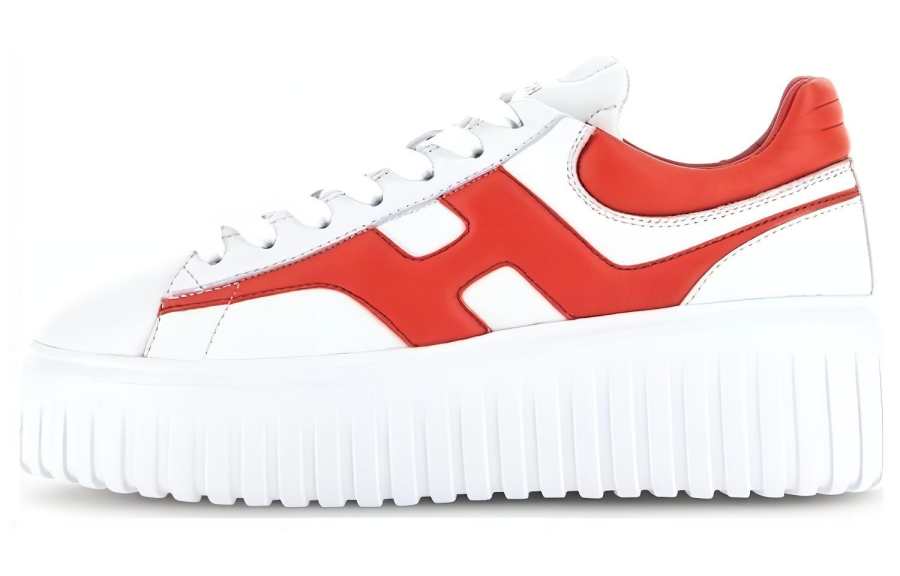 HOGAN H Stripes Height Increasing Low top Skateboard Shoes Unisex White Red