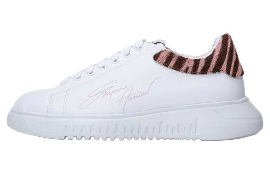 EMPORIO ARMANI Cow Leather Low top Skateboard Shoes Women's White
