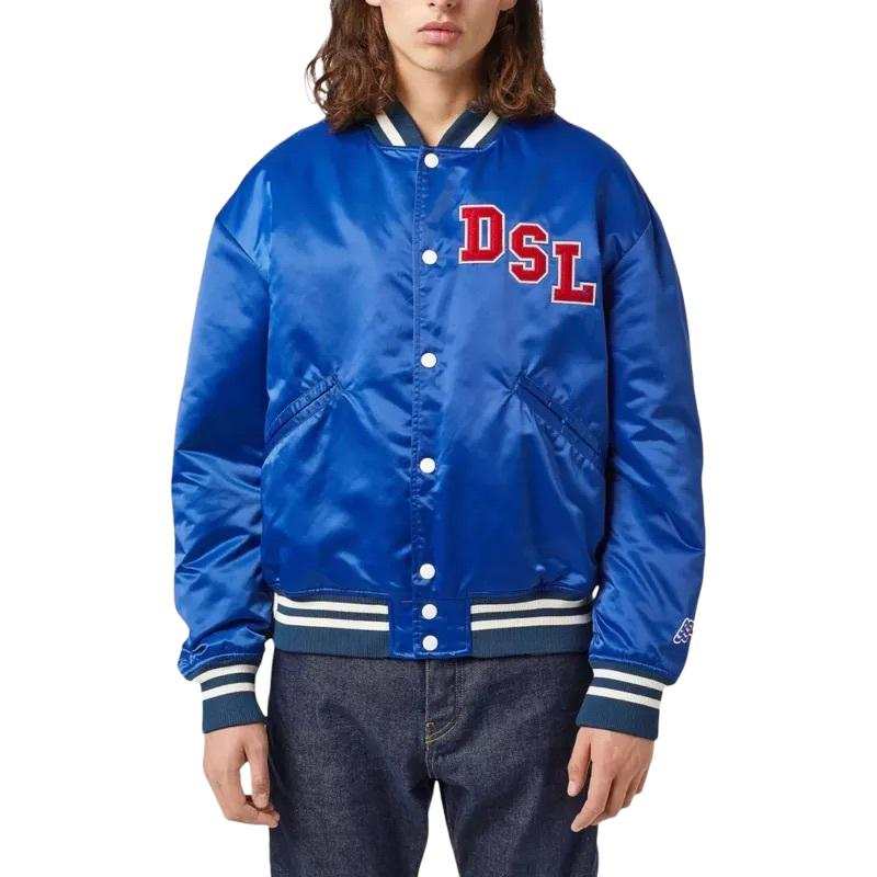 DIESEL Jackets Men's Blue Baseball Collar Moderate Pilot