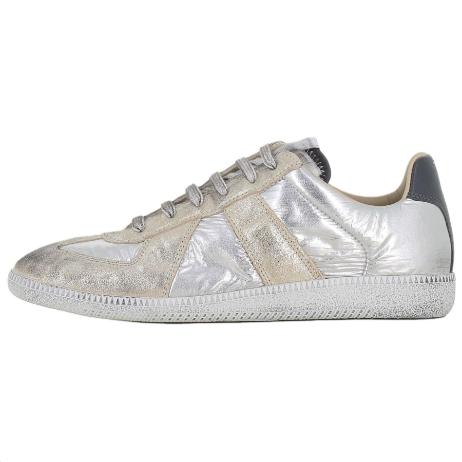 Maison Margiela Replica Iridescent Suede Low top Skateboard Shoes Men's Silver Multicolor Champagne