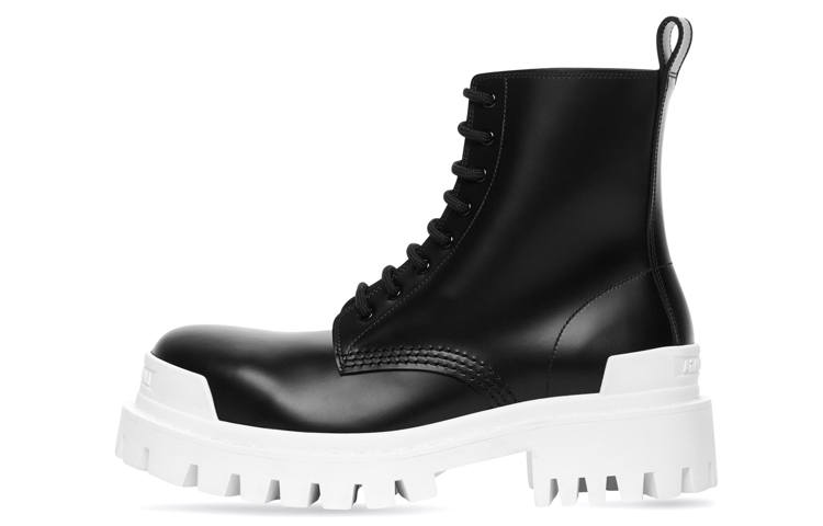 Balenciaga Strike Lace Up Boot Black White