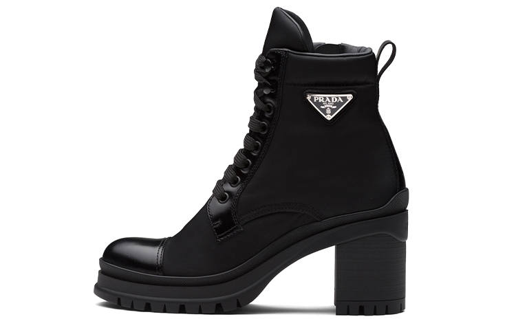 PRADA PRADA 55mm Laced Booties Black Nylon Women's