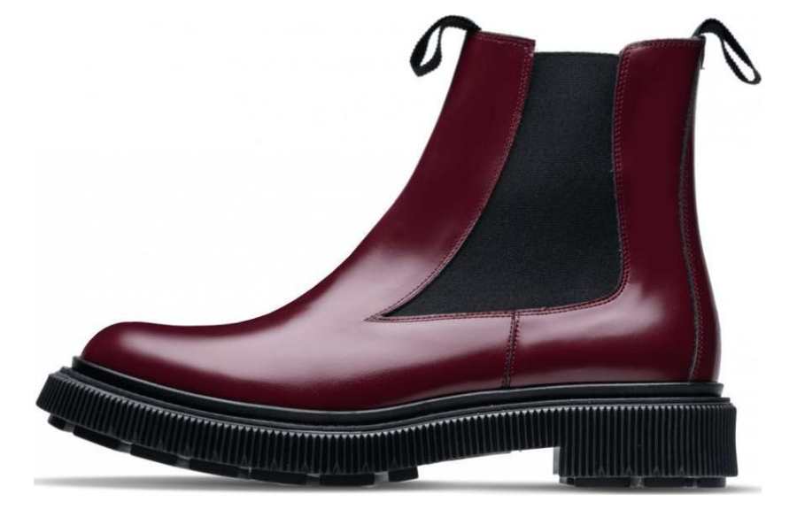 ADIEU PAIRS Leather Ankle Length Chelsea Boots Men's Brown Red