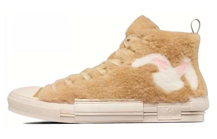 DIOR DIOR B23 High Top Erl Beige Shearling With Rabbit Motif