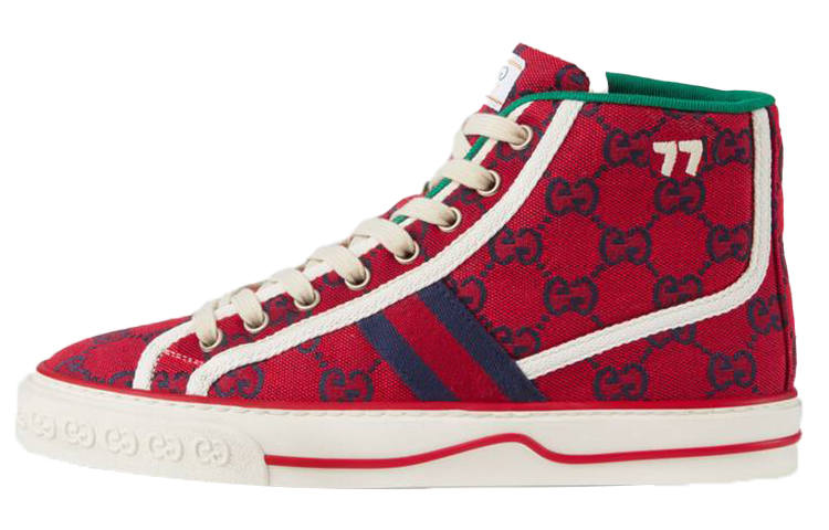 GUCCI Tennis 1977 High top High top Stylish Skateboarding Shoes Women's Red