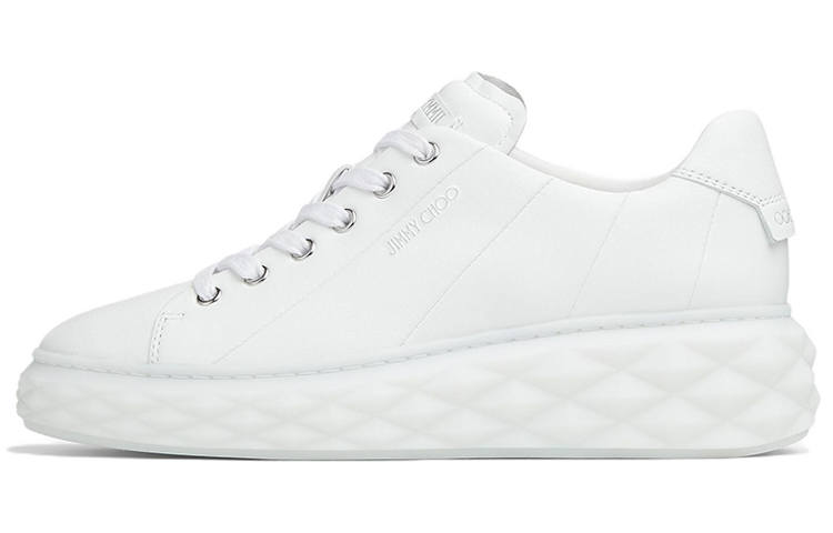 Jimmy Choo Diamond Light Maxi F Maxi/F Leather Nappa Low top Stylish Skateboarding Shoes Women's White