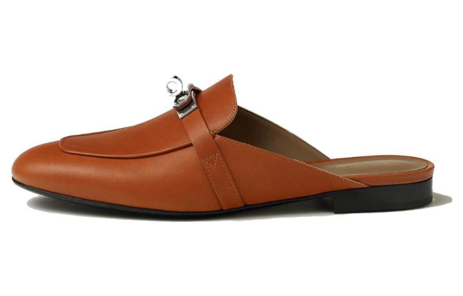 HERMES HERMES Oz Closed Toe Slippers Women's Brown