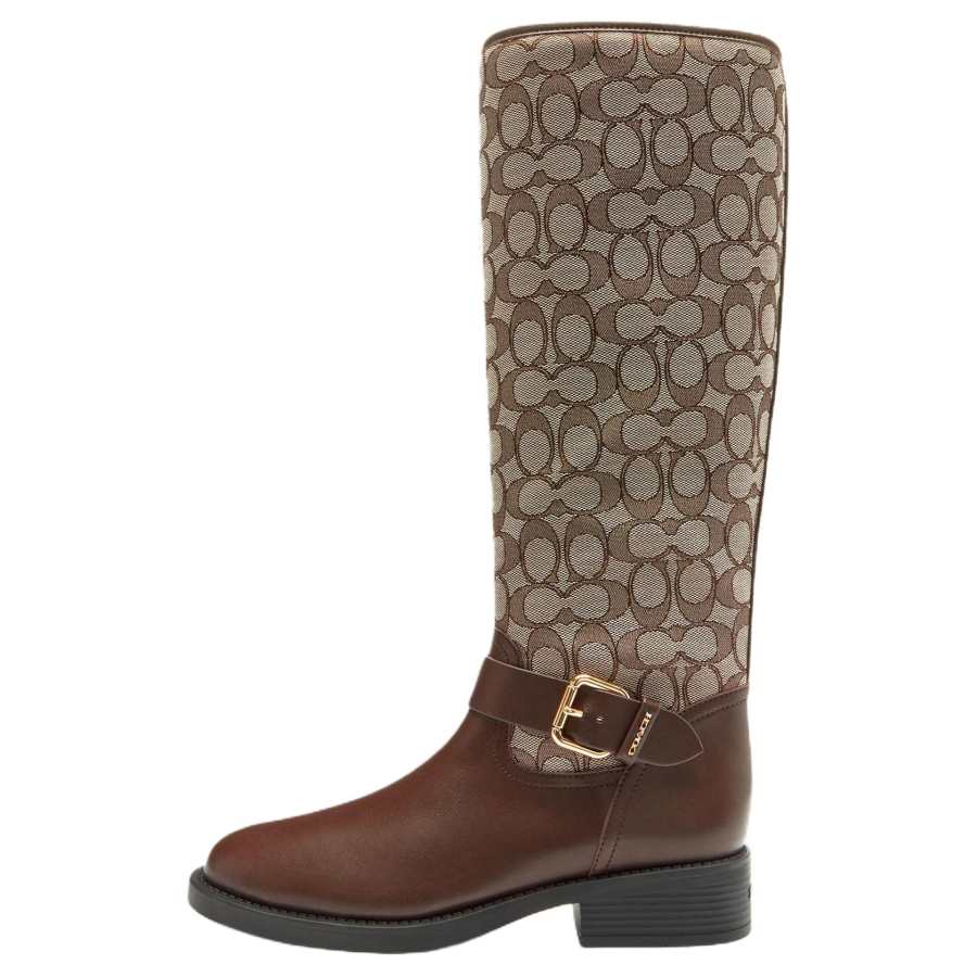 COACH COACH Riding Knee high Boots 3cm Women's Maple Brown