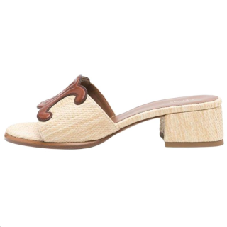 CELINE Rubber Slide Slippers 5cm Women's Beige