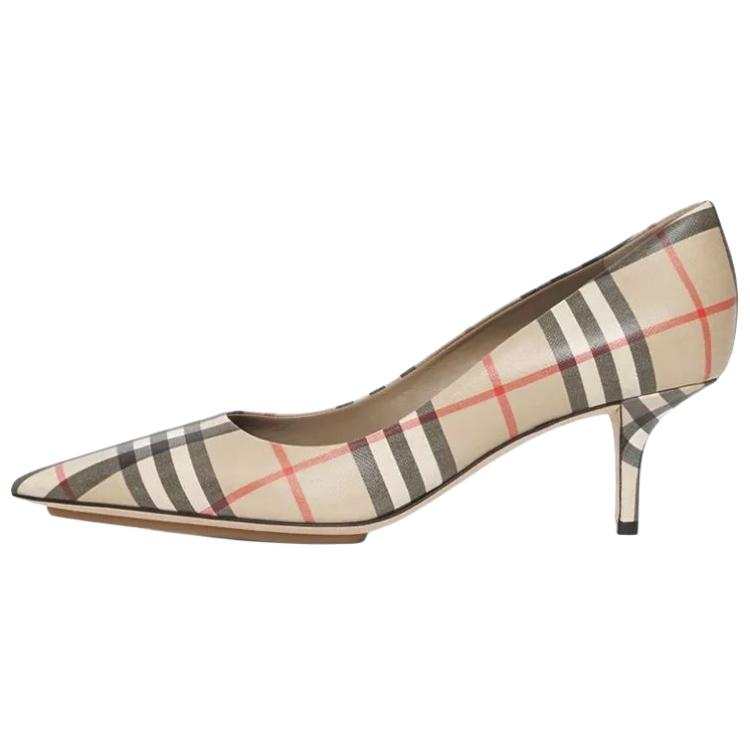 Burberry V In Archive Slim Heel High Heels Women's Beige