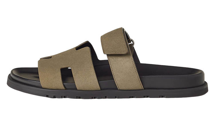 HERMES HERMES Chypre Slide Slippers Men's Light Brown