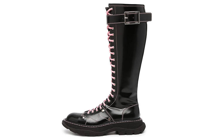 Alexander McQueen Alexander McQueen Tread Lace Up Boots 'Black Pink Lace' Women's