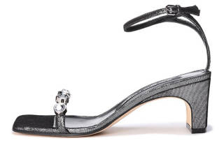 SERGIO ROSSI Leather One Strap Sandals Women's Smoke Coal Gray