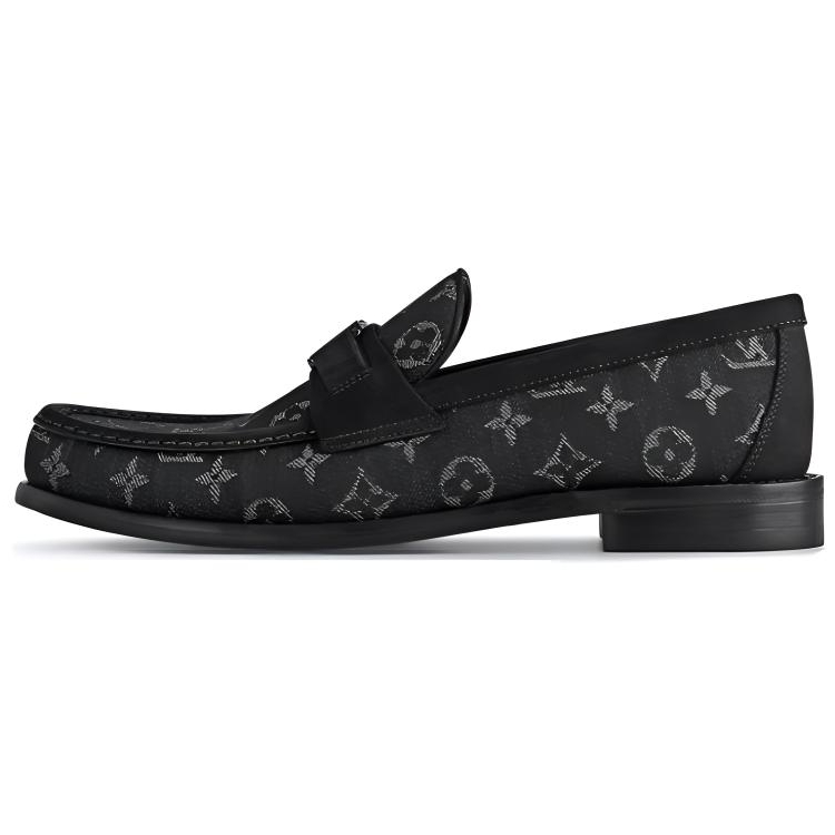 LOUIS VUITTON Major Cow Leather Loafers Men's Black