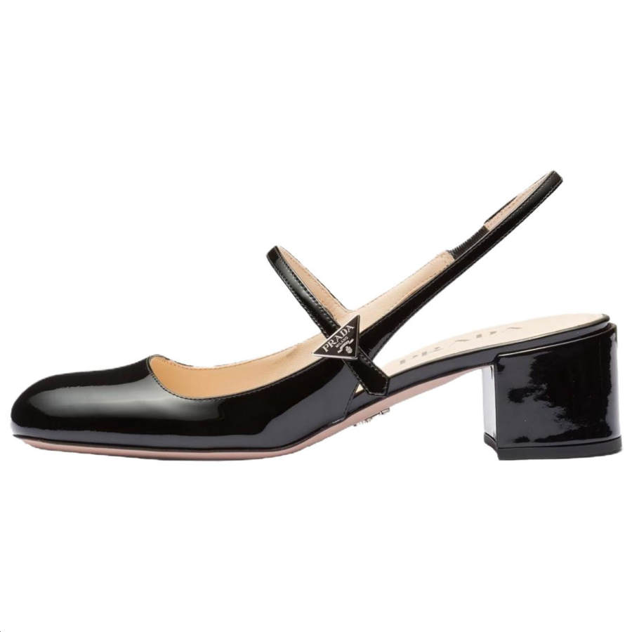 PRADA PRADA Patent Leather Chunky Heel High Heels 4.5cm Women's Black