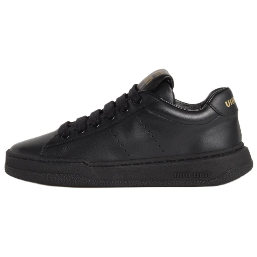 MIU MIU Leather Low top Skateboard Shoes Women's Black