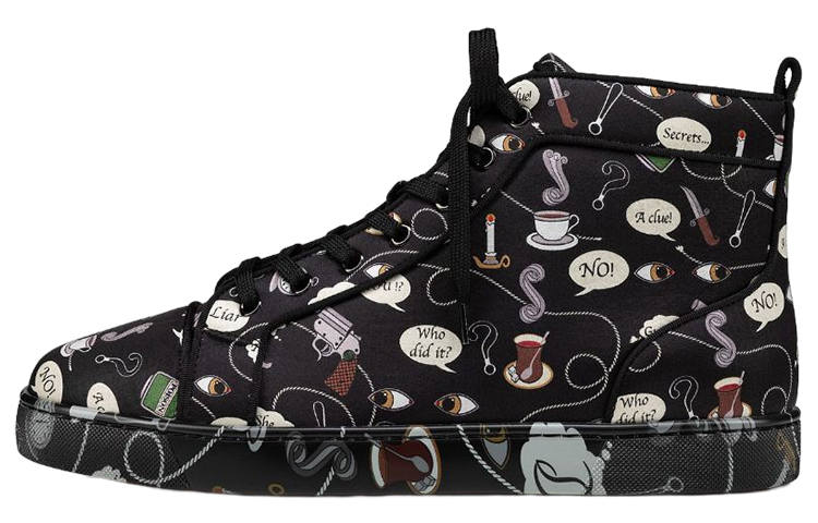 Christian Louboutin CL LUBOTING Louis High top Stylish Skateboarding Shoes Men's Black