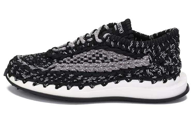 Valentino Crochet Abrasion Resistant Lightweight Wear resistant And Lightweight Low top Casual Shoes Men's Black