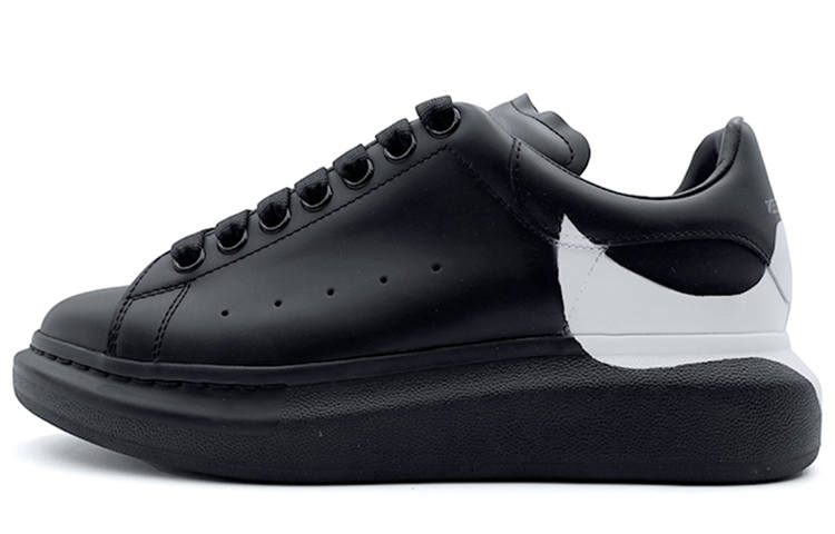 Alexander McQueen Oversized Sneaker Cow Leather Low top Skateboard Shoes Men's Black White