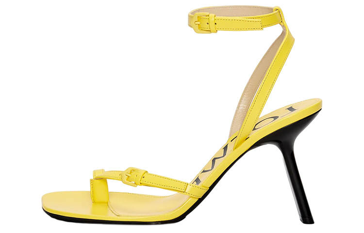 LOEWE Petal Leather, Patent Leather One Strap Sandals Women's Yellow