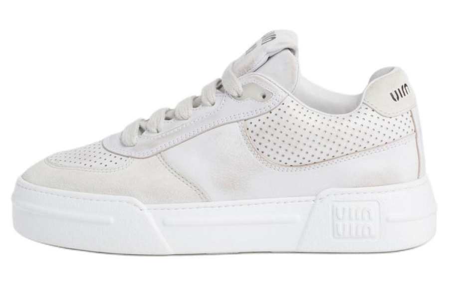 MIU MIU Leather Low top Skateboard Shoes Women's White