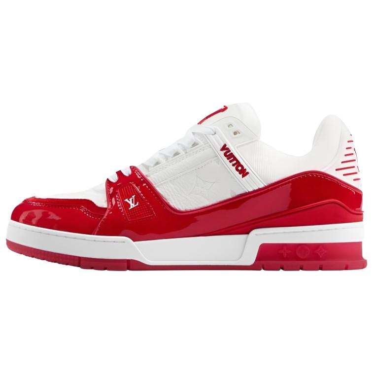 LOUIS VUITTON Trainer Cow Leather Low top Skateboard Shoes Men's Red