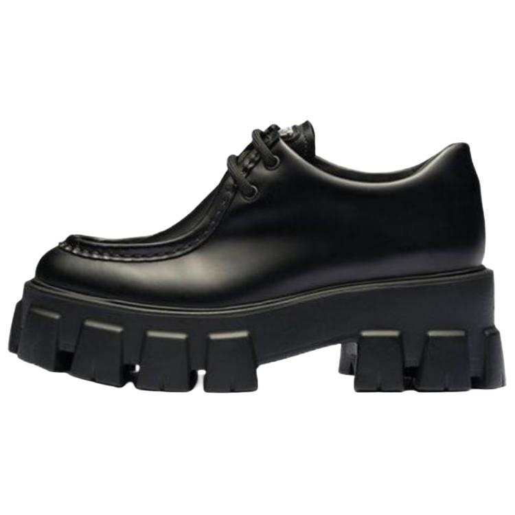 PRADA PRADA Monolith Brushed Leather Lace up Shoes 'Black' Women's