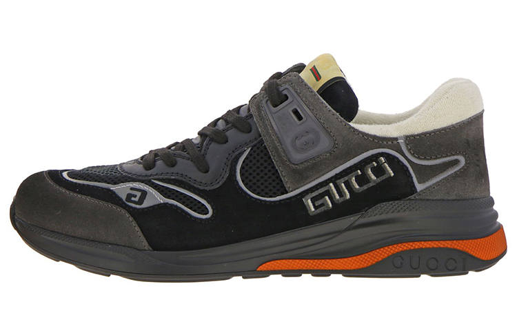 GUCCI Ultrapace Suede Mesh Low top Casual Shoes Men's Black Brown