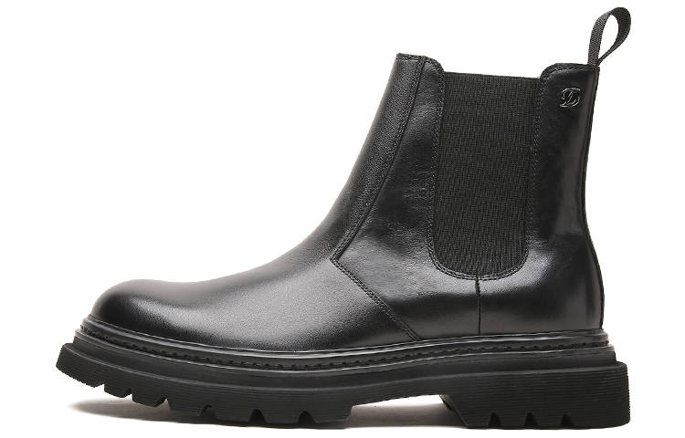 S.T.Dupont S. T.DUPONT Top Grain Cow Leather Short Chelsea Boots 4cm Men's Black
