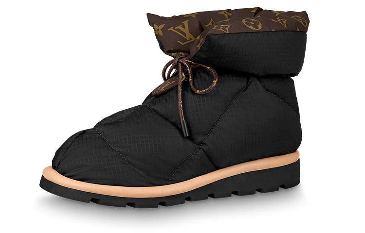 LOUIS VUITTON Short Mid Calf Snow Boots Women's Black