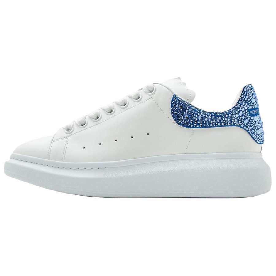 Alexander McQueen Oversized Sneaker Leather Stylish Skateboarding Shoes Men's White Blue
