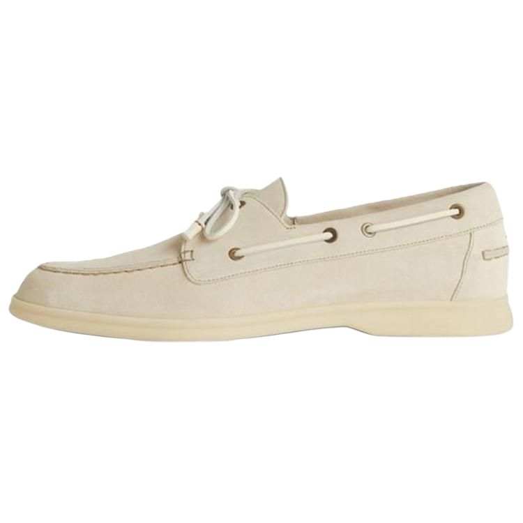 Loro Piana Sea Sail Walk Leather Boat Shoes Men's Beige