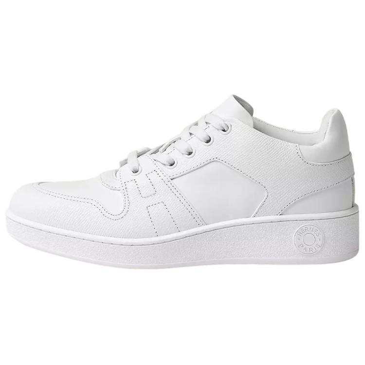 HERMES Cow Leather Low top Stylish Skateboarding Shoes Women's White