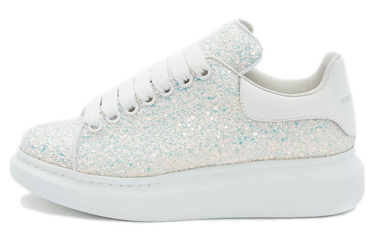 Alexander McQueen Oversized Leather Low top Stylish Skateboarding Shoes Women's White