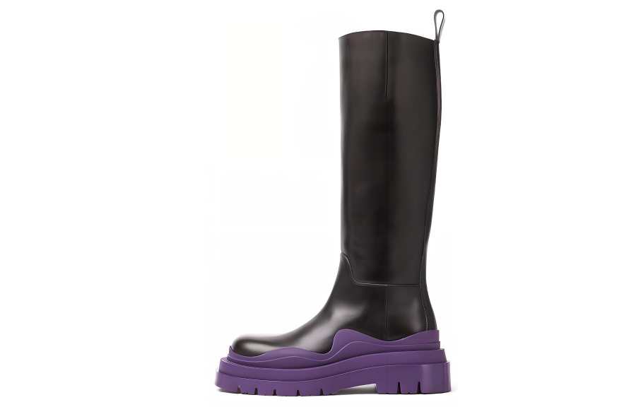 Bottega Veneta Bottega Veneta Tire Platform Knee high Boots Women's Black Purple