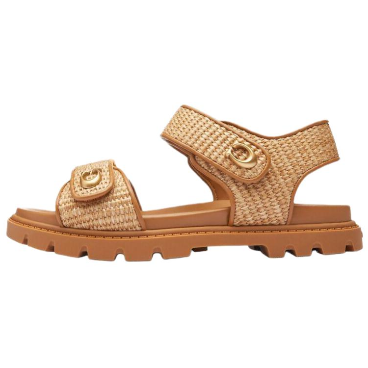 COACH COACH Brynn Artificial Leather One Strap Sandals Women's Brown