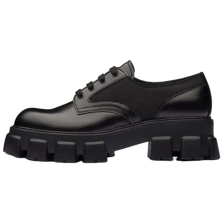 PRADA PRADA Monolith Brushed Leather And Nylon Lace Up 'Black'