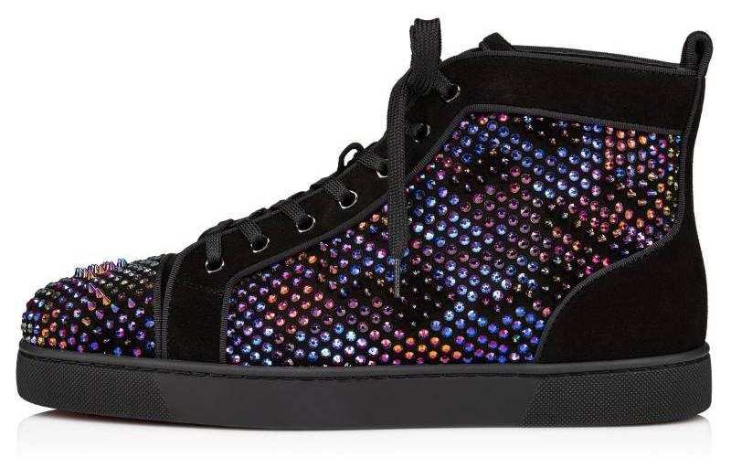 Christian Louboutin CL Suede High top Skateboard Shoes Men's Multicolor